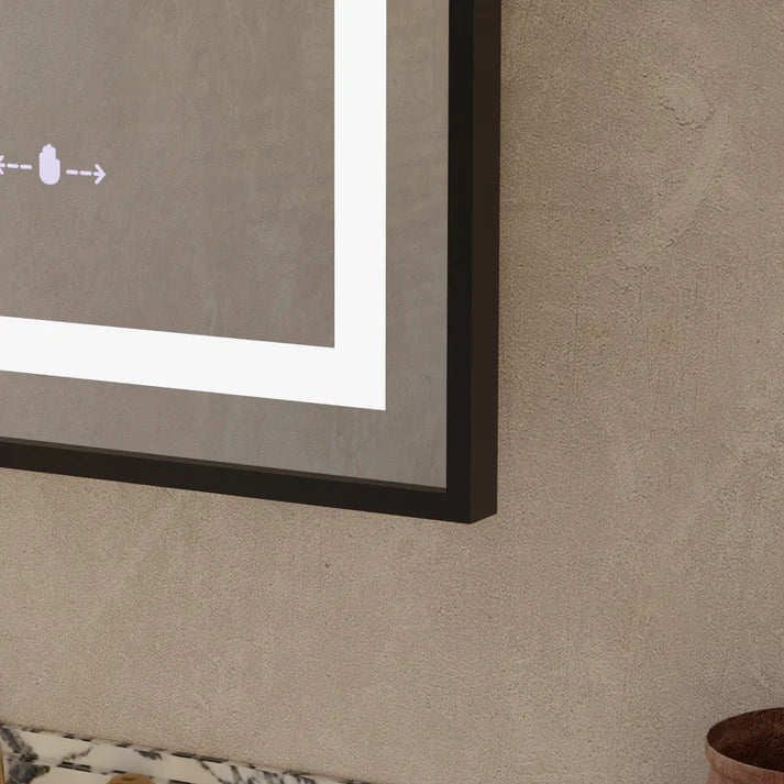 Oglinda LED Senzor Stasya Sistem Dezaburire Rama Neagra, Ceas, Termometru 60x80 Cm