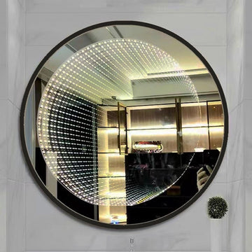 Oglinda LED Touch Cecilia Cu 3 Tipuri De Lumina Rama Neagra 60 Cm